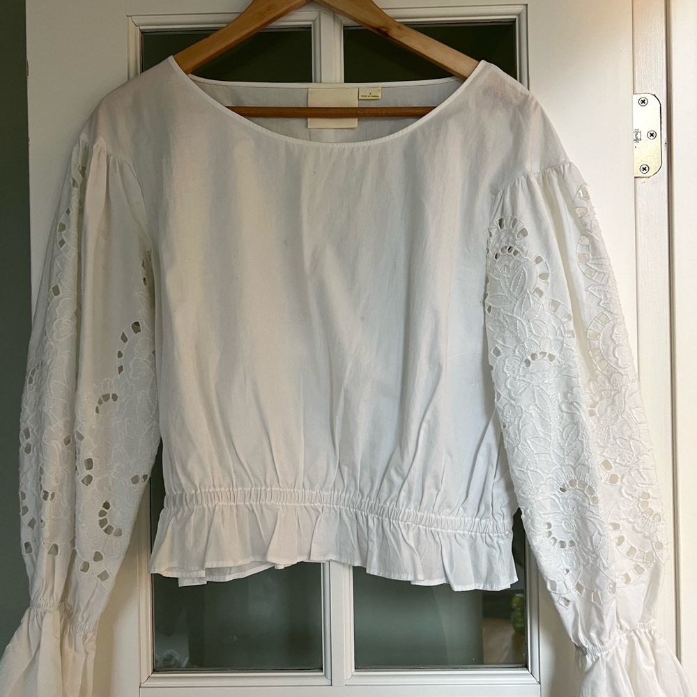 White Lace Sleeve Blouse